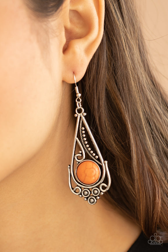 Canyon Climate - Orange - Stone - Earrings - Paparazzi Accessories