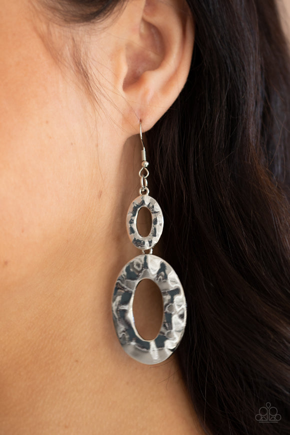 Bring On The Basics - Silver - Hammered - Earrings - Paparazzi Accessories