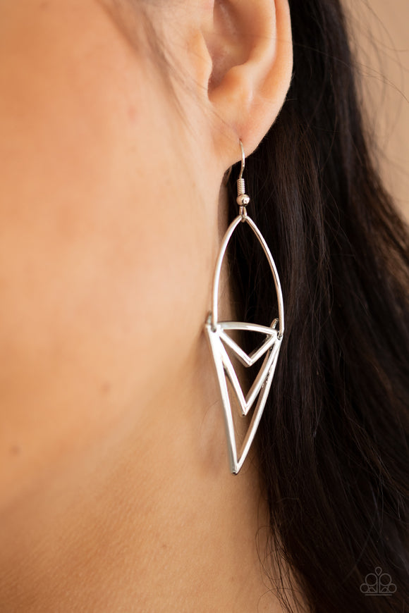 Proceed With Caution - Silver - Earrings - Paparazzi Accessories