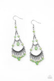 First In SHINE - Green - Iridescent - Bead - Earrings - Paparazzi Accessories