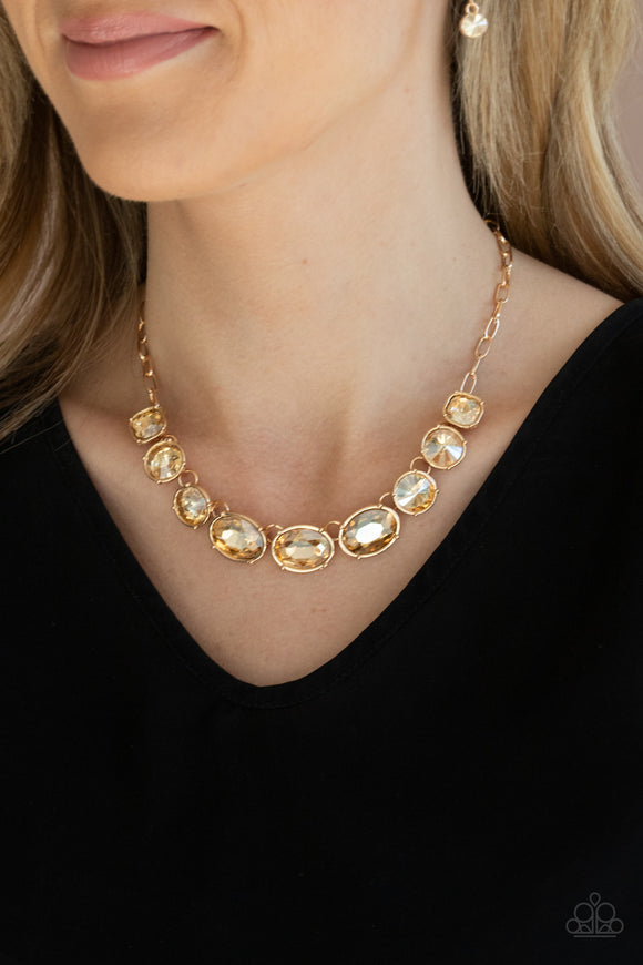Gorgeously Glacial - Gold - Necklace - Paparazzi Accessories