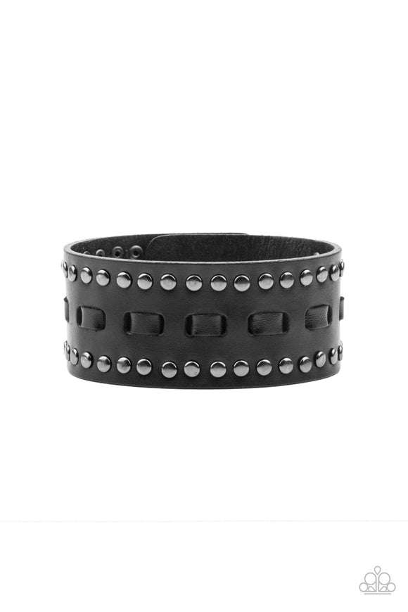 A ROAM With A View - Black - Leather - Snap Bracelet - Paparazzi Accessories