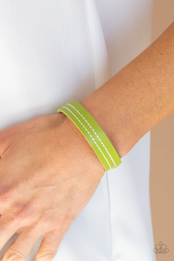 Life is WANDER-ful - Green - Leather - Snap Bracelet - Paparazzi Accessories