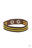 Show The Way - Yellow - Leather - Snap Bracelet - Paparazzi Accessories