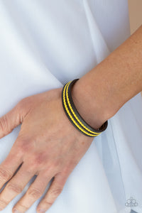 Show The Way - Yellow - Leather - Snap Bracelet - Paparazzi Accessories