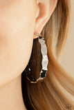 Exhilarated Edge - Silver - Hoop Earrings - Paparazzi Accessories