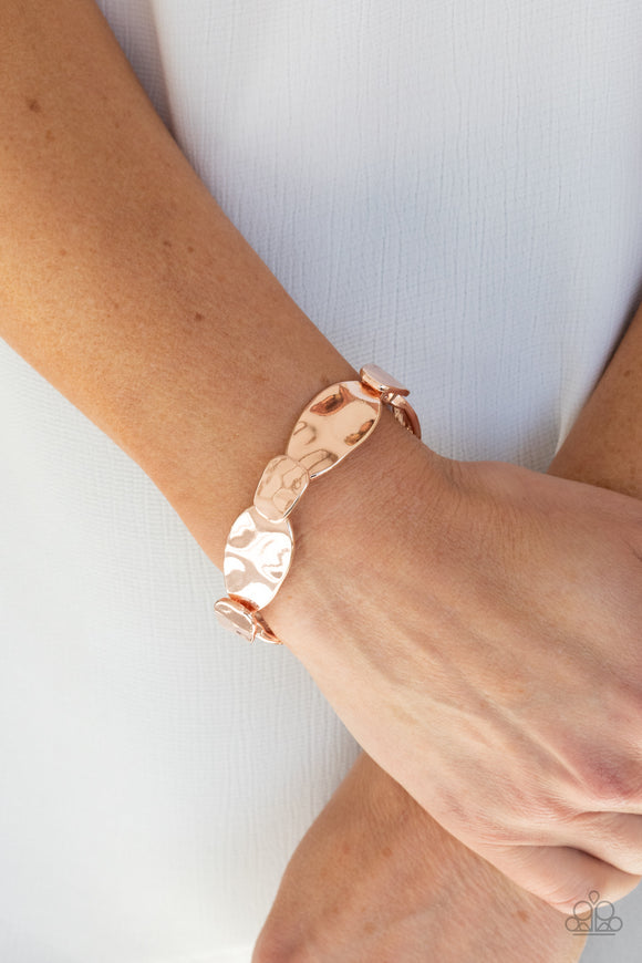Absolutely Applique - Rose Gold - Stretch Bracelet - Paparazzi Accessories