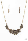 Queen of the QUILL - Brass - Feather - Necklace - Paparazzi Accessories