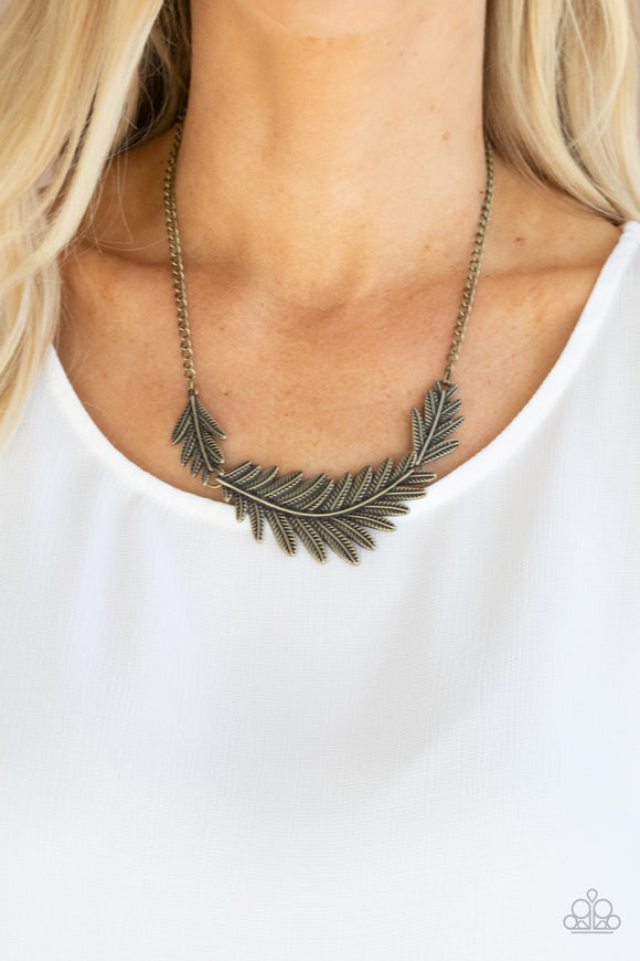 Queen of the QUILL - Brass - Feather - Necklace - Paparazzi Accessories