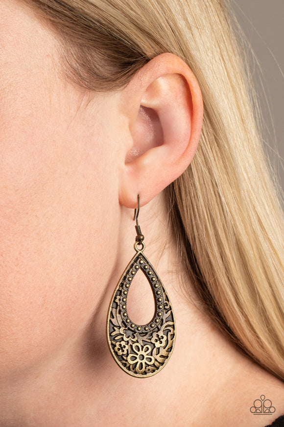 Organically Opulent - Brass - Earrings - Paparazzi Accessories