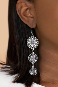 Festively Floral - Purple - Flower - Earrings - Paparazzi Accessories