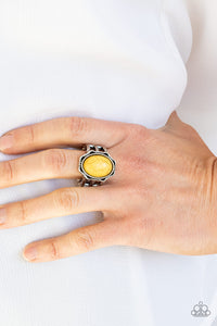 Flowering Dunes - Yellow - Stone - Ring - Paparazzi Accessories