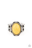Flowering Dunes - Yellow - Stone - Ring - Paparazzi Accessories
