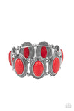 Until The Cows Come HOMESTEAD - Red - Stone - Stretch Bracelet - Paparazzi Accessories