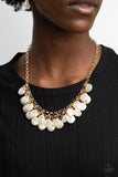 BEACHFRONT and Center - White Pearl - Gold - Necklace - Paparazzi Accessories
