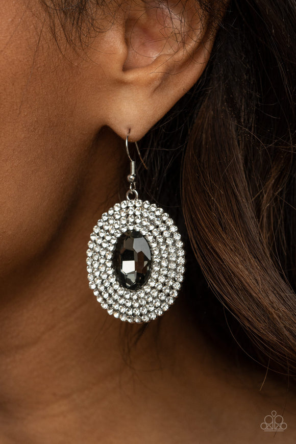 FIERCE Field - Silver - Rhinestone - Earrings - Paparazzi Accessories