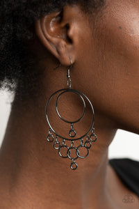 Roundabout Radiance - Black Gunmetal - Earrings - Paparazzi Accessories