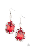 Royal Recognition - Red - Rhinestone - Earrings - Paparazzi Accessories