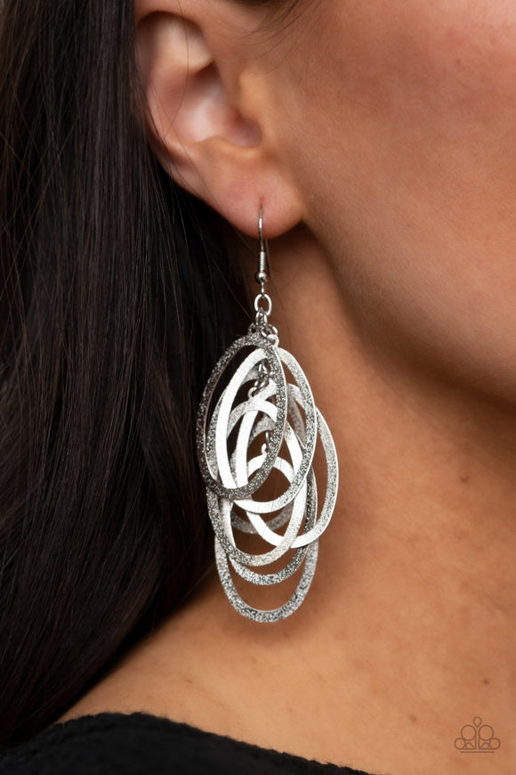 Mind OVAL Matter - Silver - Earrings - Paparazzi Accessories
