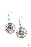 Flowering Frontiers - Blue - Turquoise - Earrings - Paparazzi Accessories
