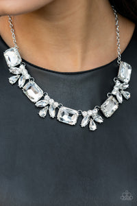 Long Live Sparkle - White - Rhinestone - Necklace - Empower Me Pink 2021 Exclusive! -Paparazzi Accessories