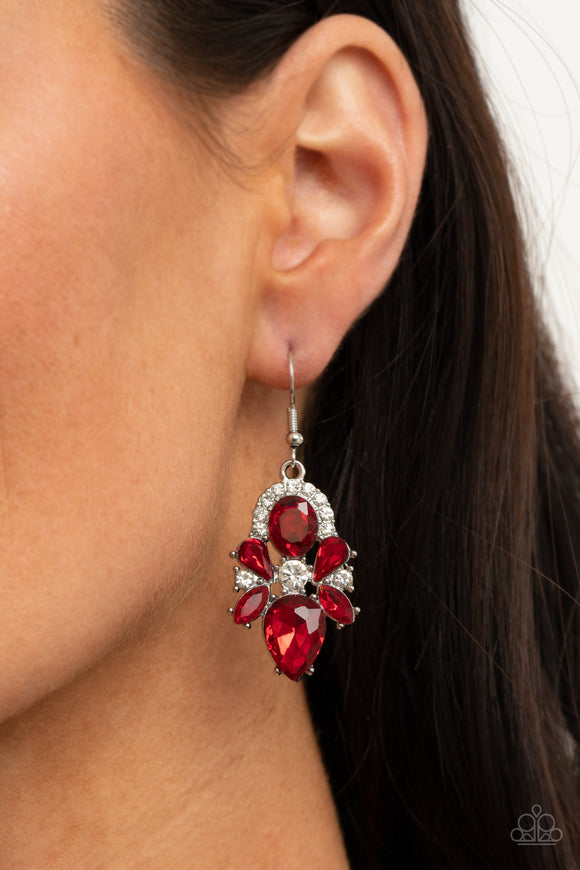 Stunning Starlet - Red - Rhinestone - Earrings - Paparazzi Accessories
