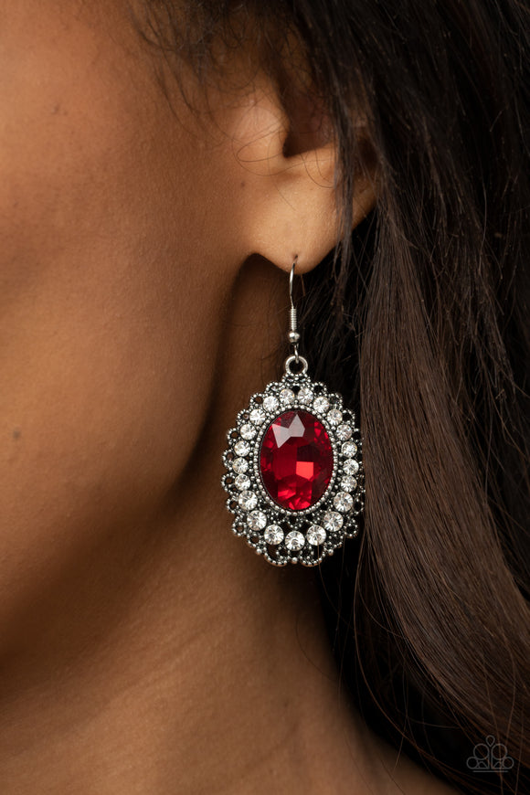 Glacial Gardens - Red - Rhinestone - Earrings - Paparazzi Accessories