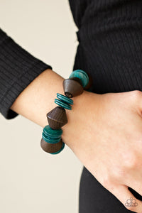 Bermuda Boardwalk - Blue - Wooden Bead - Stretch Bracelet - Paparazzi Accessories