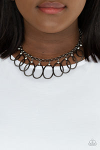 Double OVAL-time - Black Gunmetal - Necklace - Paparazzi Accessories