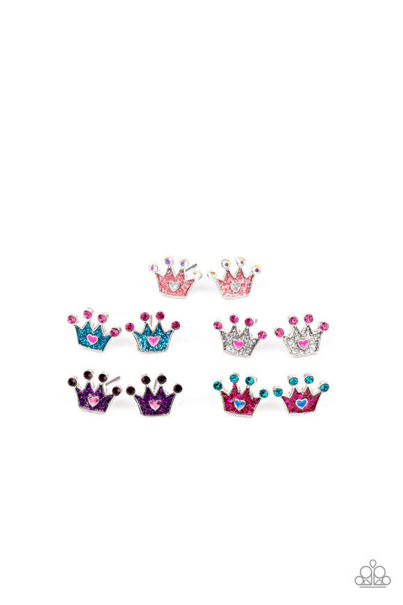 Starlet Shimmer - Crown - Post Earrings -  Set Of 5 - Paparazzi Accessories