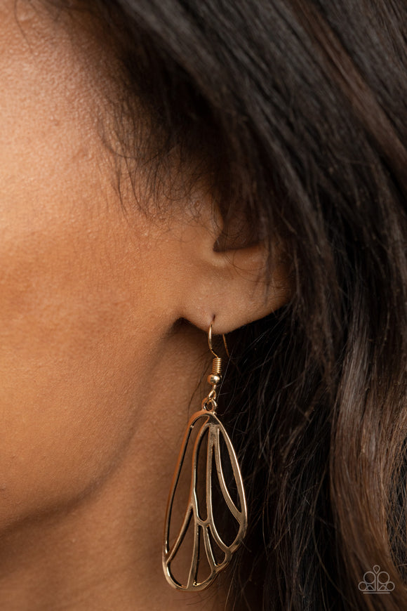 Turn Into A Butterfly - Gold - Earrings - Paparazzi Accessories