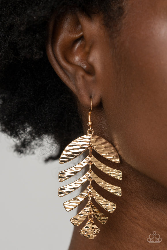 Palm Lagoon - Gold - Earrings - Paparazzi Accessories