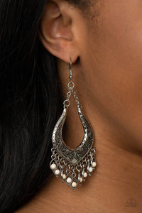 Sahara Fiesta - White - Stone - Earrings - Paparazzi Accessories