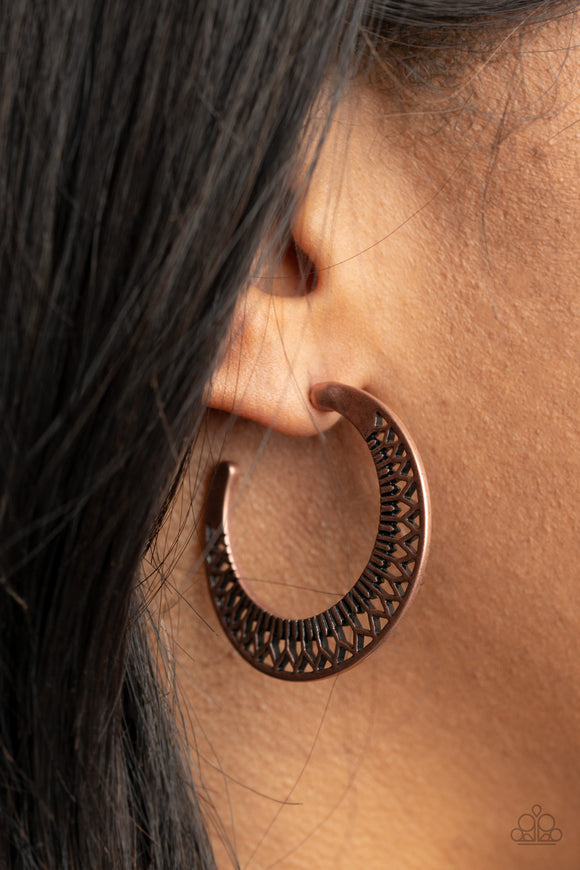 Bada BLOOM! - Copper - Hoop Earrings - Paparazzi Accessories