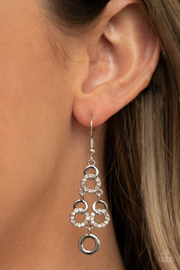 Luminously Linked - White - Earrings - Paparazzi Accessories