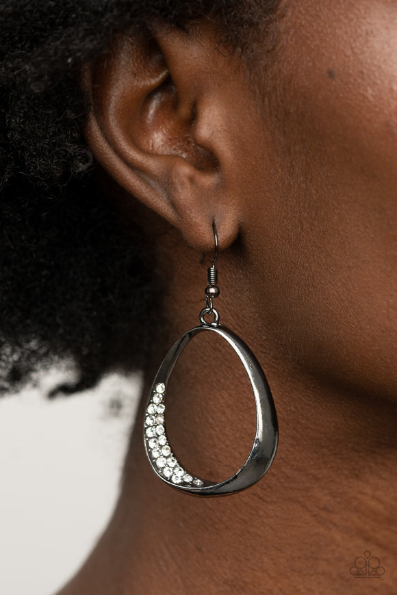 Fiercely Flauntable - Black Gunmetal - Earrings - Paparazzi Accessories