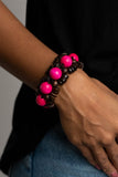 Tropical Temptations - Pink - Wooden - Stretch Bracelet - Paparazzi Accessories