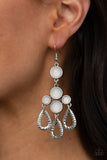 Mediterranean Magic - White - Opalescent Bead - Earrings - Paparazzi Accessories