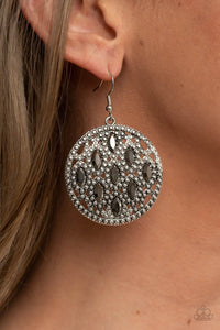 Medallion Stallion - Silver - Hematite - Earrings - Paparazzi Accessories