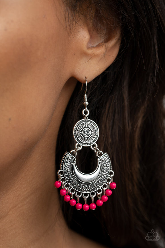 Yes I CANCUN - Pink - Bead - Earrings - Paparazzi Accessories