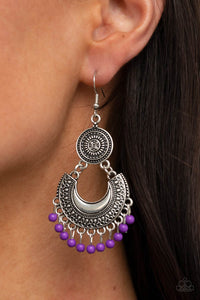 Yes I CANCUN - Purple - Bead - Earrings - Paparazzi Accessories