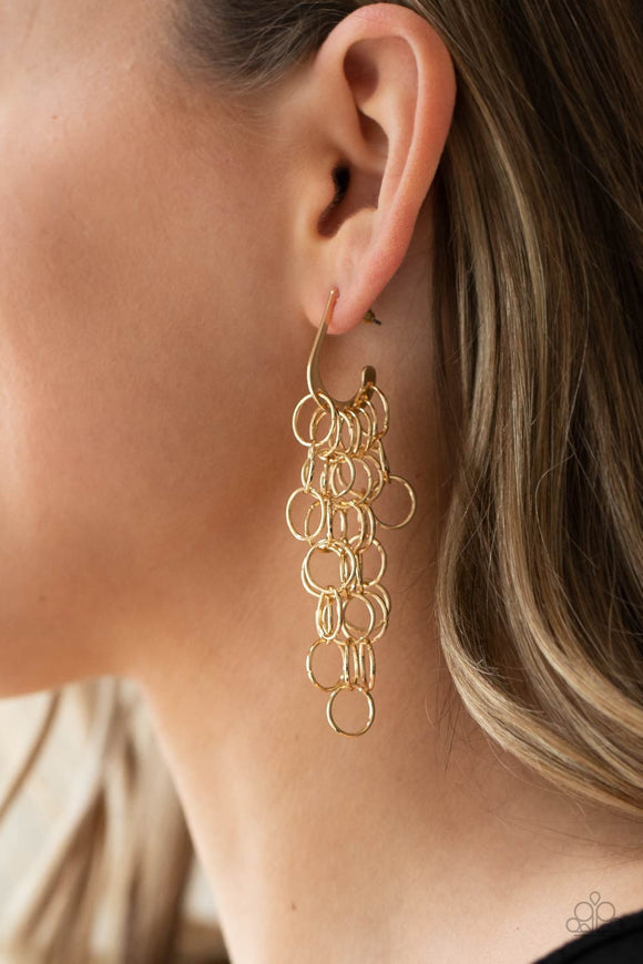 Long Live The Rebels - Gold -  Hoop  Earrings - Paparazzi Accessories