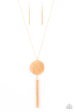 Up FAUX Grabs - Orange - Gold Necklace - Paparazzi Accessories