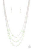 Let The Record GLOW - Green - Pearl - Iridescent Bead - Necklace - Paparazzi Accessories