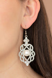 Rhinestone Renaissance - White - Pearl - Earrings - Paparazzi Accessories