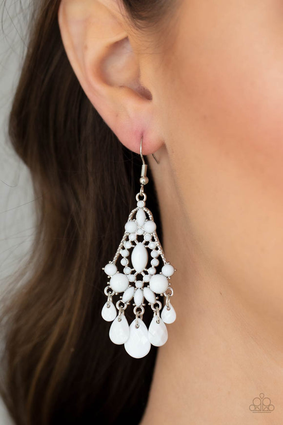 STAYCATION Home - White - Bead - Earrings - Paparazzi Accessories