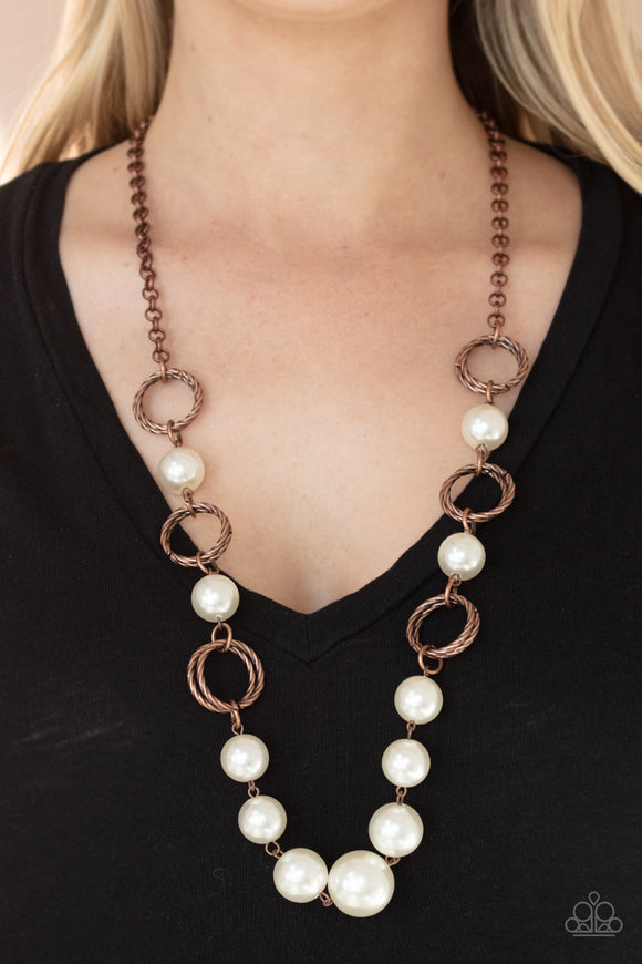 COUNTESS Me In - Copper - White Pearl - Necklace - Paparazzi Accessories