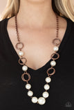 COUNTESS Me In - Copper - White Pearl - Necklace - Paparazzi Accessories