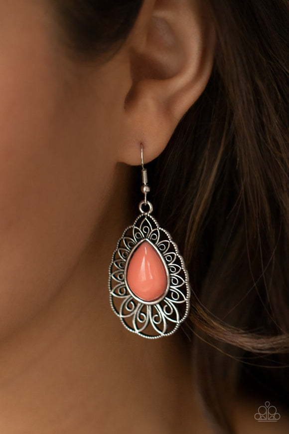 Dream STAYCATION - Orange Coral - Earrings - Paparazzi Accessories