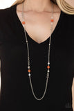 Teasingly Trendy - Orange - Iridescent Bead - Cat's Eye - Necklace - Paparazzi Accessories